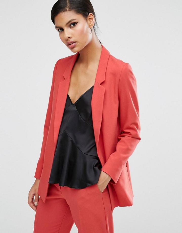 Asos Slim Tailored Jacket In Crepe - Pink
