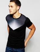 Asos Muscle T-shirt With Gradient Yoke Print In Black - Black