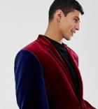 Collusion Velvet Blazer In Burgundy With Contrast Sleeves - Red