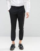 Selected Homme Cropped Skinny Fit Pants With Stretch And Cuffed Hem - Black