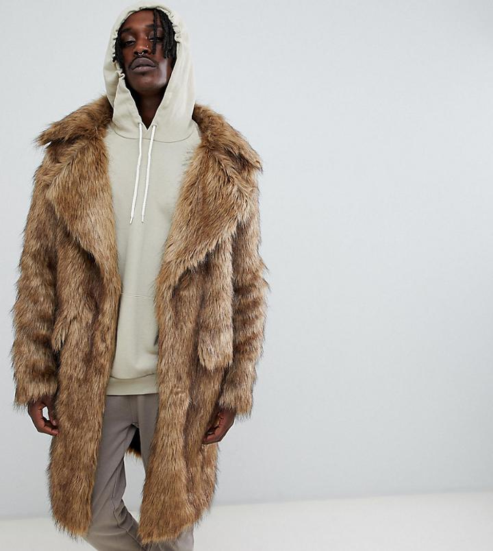 The New County Heavyweight Faux Fur Coat In Natural - Brown