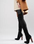 Truffle Wham Over The Knee Stretch Boot - Black