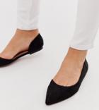 Asos Design Wide Fit Virtue D'orsay Pointed Ballet Flats In Black