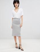 Paisie Knitted Skirt With Side Pocket And Back Split - Gray