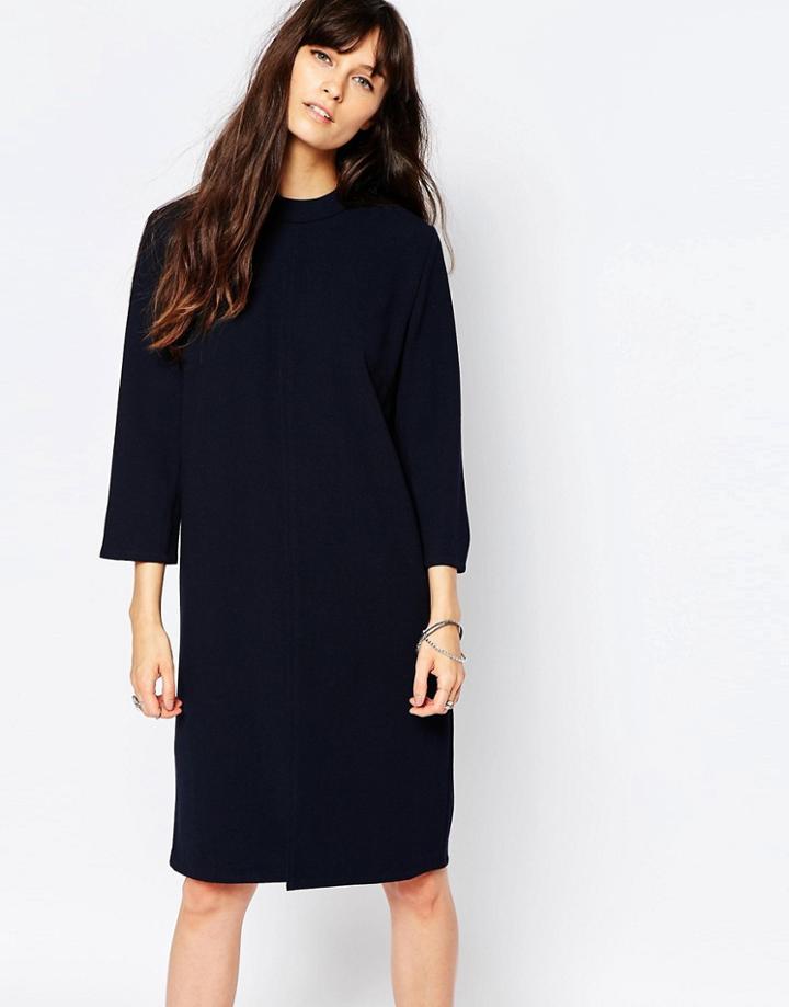 Just Female Ballad Shift Dress In Navy - Navy