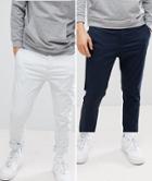 Asos Design 2 Pack Skinny Chinos In Navy & Ice Gray Save - Multi