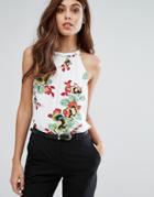 Warehouse Botanical Print Halterneck Cami Top - Multi