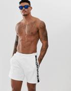 Boss Dolphin Logo Swim Shorts In White - White