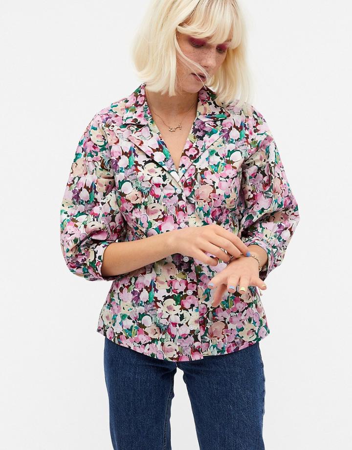 Monki Pam Full Sleeve Blouse In Floral Print-multi