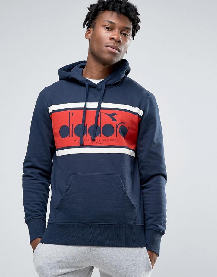 Diadora Hoodie With Large Logo - Blue