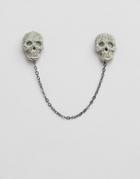 Twisted Tailor Skull Collar Chain In Gray - Gray