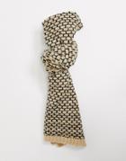 Pieces Knitted Scarf With Monogram Stitch In Camel-multi