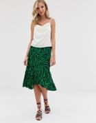 Vero Moda Zebra Print Midi Skirt - Green