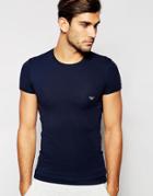 Emporio Armani Big Eagle Cotton Stretch T-shirt In Extreme Fitted Fit - Blue