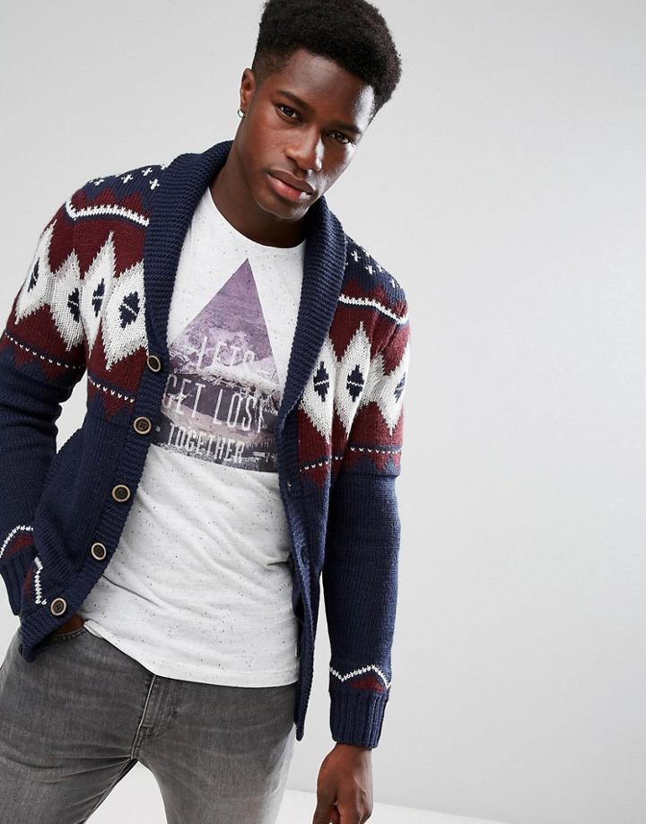 Blend Chunky Knit Cardigan - Navy