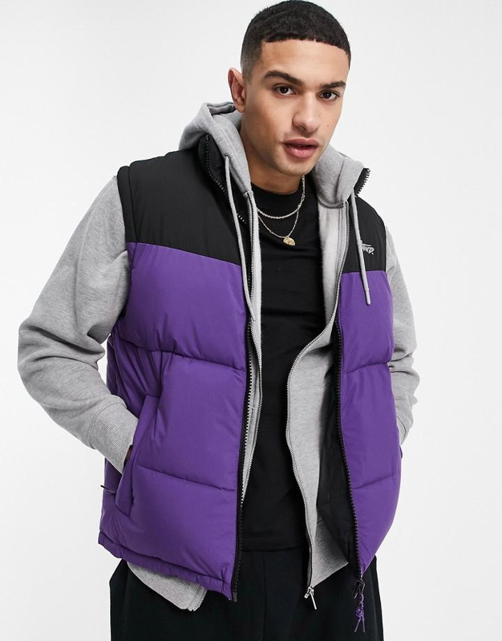 Pull & Bear Padded Vest In Purple