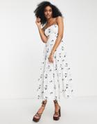 Asos Edition Tiered Cami Midi Dress In Embroidered Broderie In White