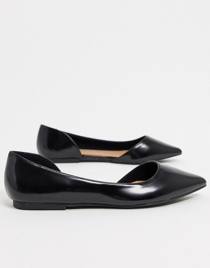 Asos Design Latoya D'orsay Pointed Ballet Flats In Black