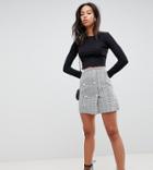 Asos Design Tall Double Breasted Mini Skirt In Check - Multi