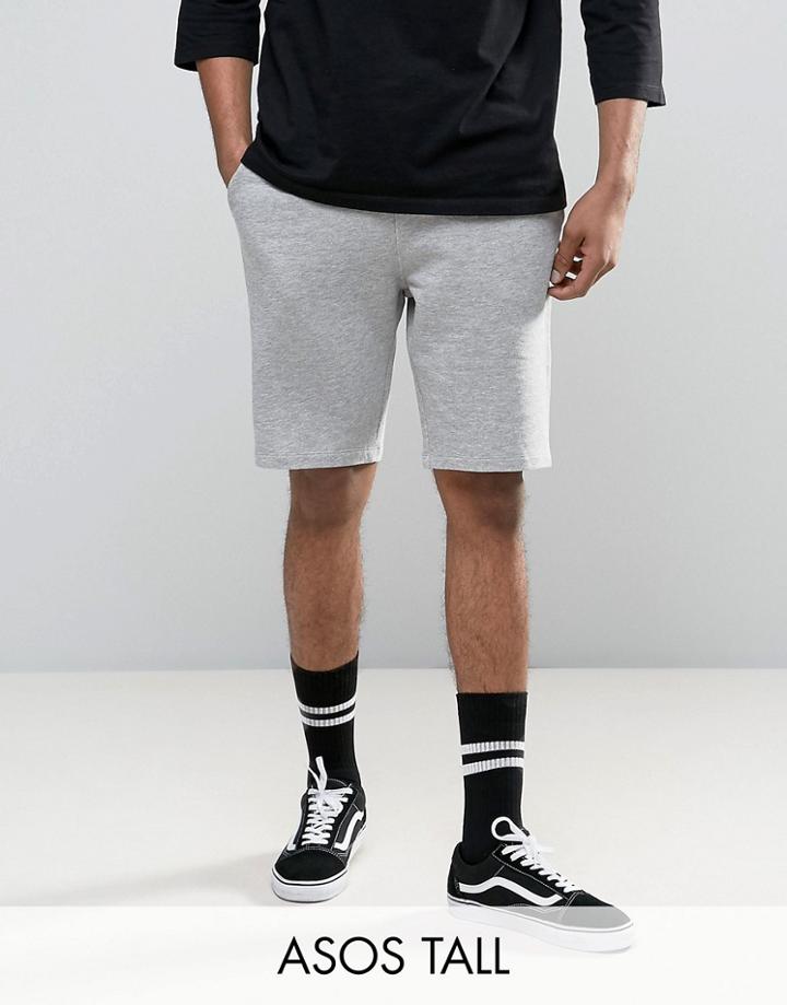 Asos Tall Jersey Shorts In Gray Marl - Gray