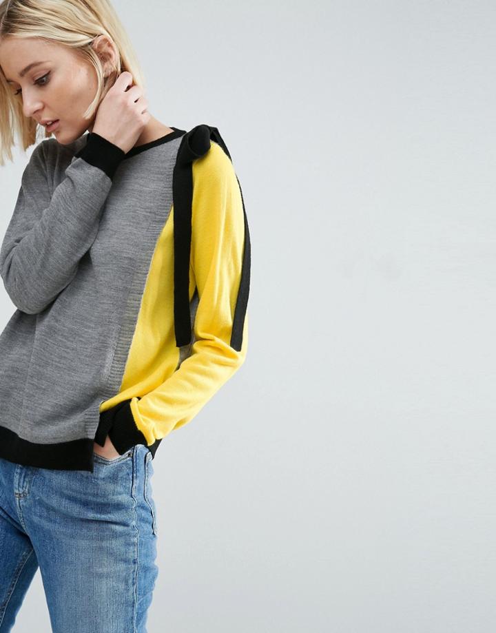 Asos Sweater In Color Block With Ties - Multi