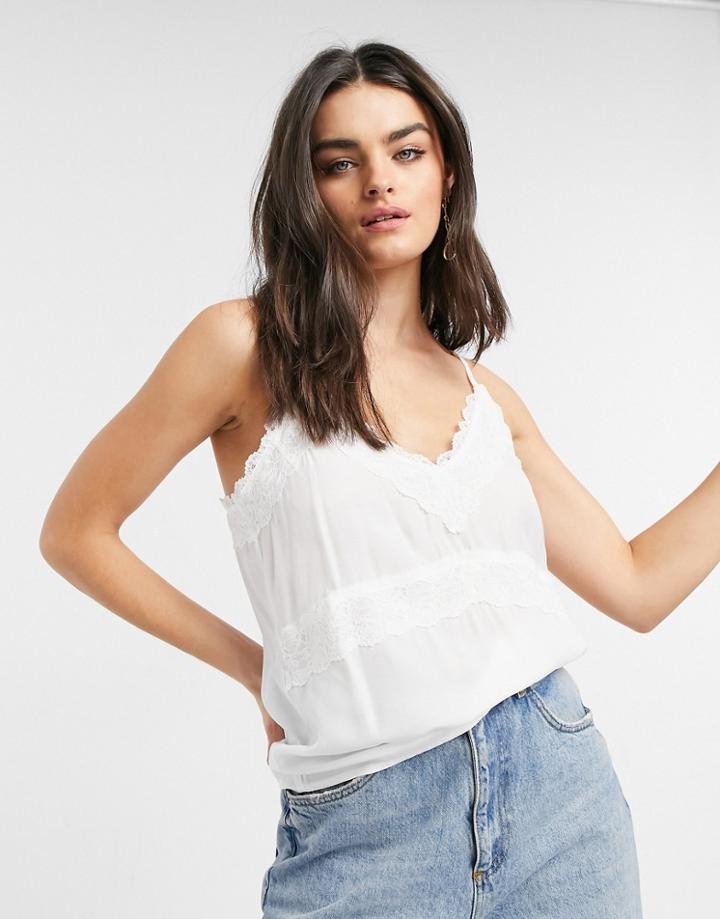 Vila Lace Trim Cami In White