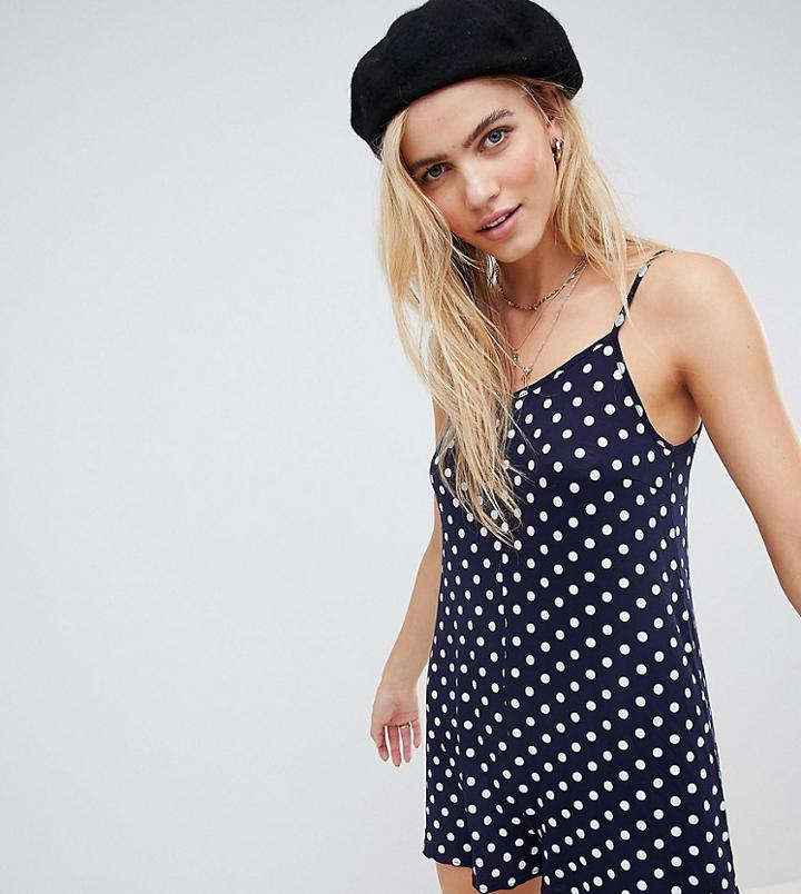 Daisy Street Cami Romper In Polka Dot - Navy