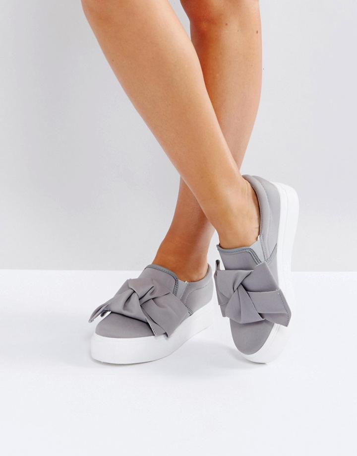 Park Lane Oversized Bow Sneaker - Gray