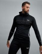 Muscle Monkey Muscle Fit Hoodie With Reflective Piping - Black