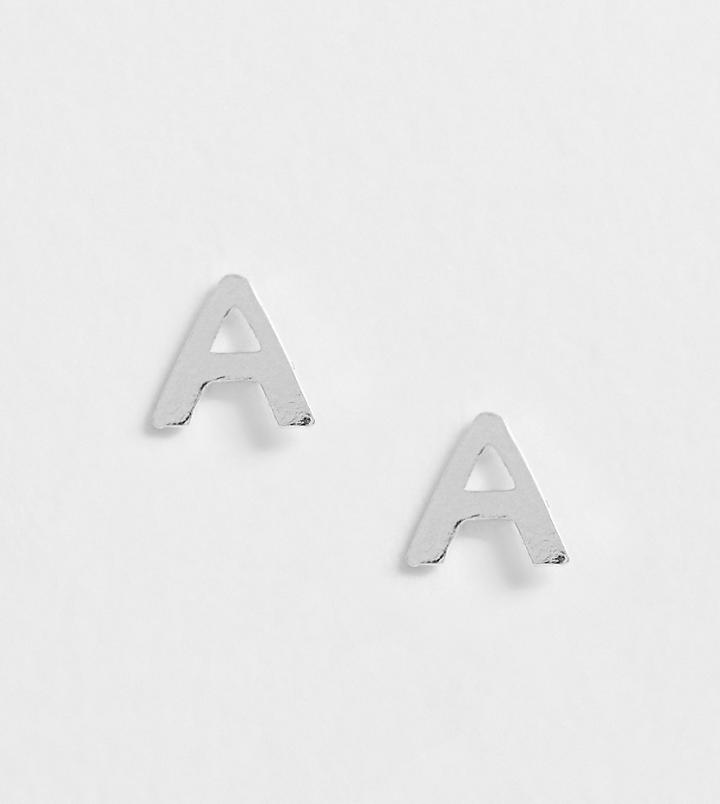 Kingsley Ryan Sterling Silver A Initial Stud Earrings - Silver