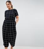 Asos Design Curve Check Print Jumpsuit With Short Sleeve - Multi