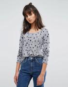 Ichi Inky Spot Long Sleeve T-shirt - Gray