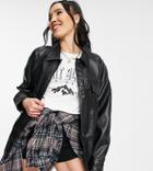Threadbare Tall Maya Pu Trucker Jacket In Black