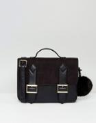 Asos Satchel Bag With Detachable Strap And Pom - Black