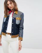 Wrangler X Peter Max Western Denim Jacket With Cord Detail - Blue