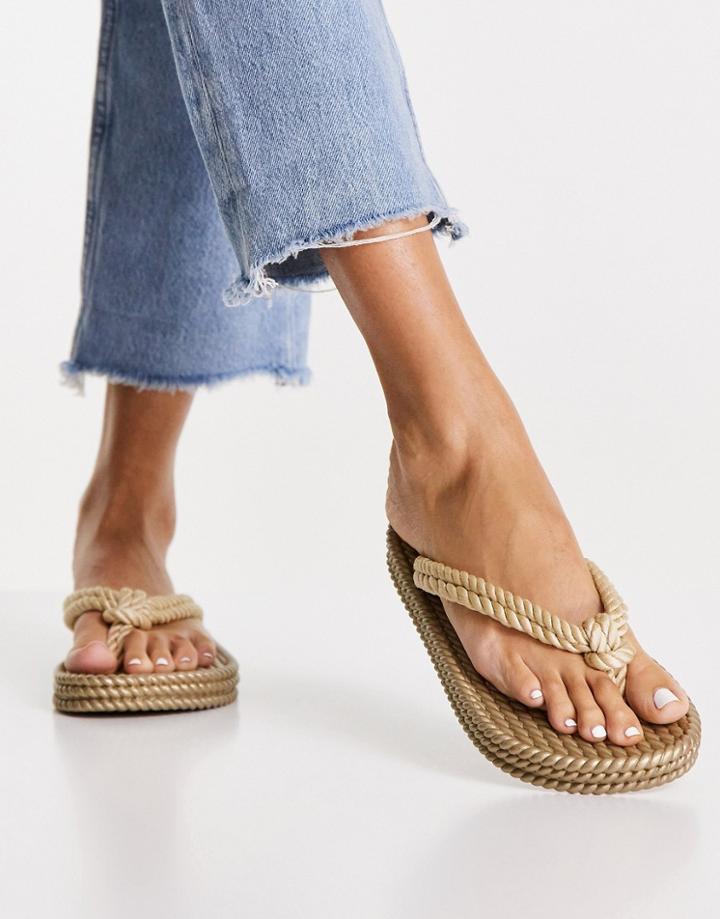 Asos Design Flow Rope Flip-flops In Natural-neutral