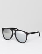Quay Australia Round Sunglasses In Black With Silver Mirror Lens - Black