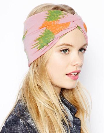 Asos Turban Headband In Pineapple Print