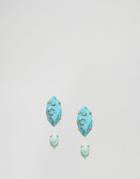 Krystal Swarovski Crystal Double Size Studs - Turquoise