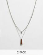 Designb Ring & Pendant Necklaces In 2 Pack Exclusive To Asos - Silver