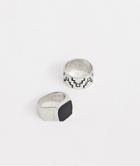 Asos Design Ring Pack In Burnished Silver Tone