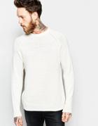 Weekday Fine Crew Knit Sweater In Off White - Off White