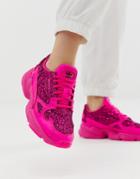 Adidas Originals Premium Pink Glitter Falcon Sneakers - Pink