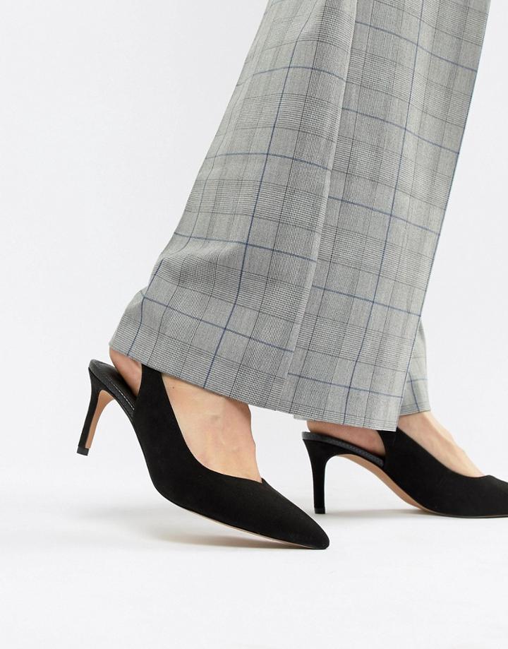 Asos Design Sebastian Slingback Mid Heels - Black