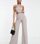 Vesper Tall Wide Leg Pants In Taupe - Part Of A Set-gray