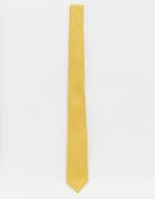 Asos Design Slim Textured Tie In Yellow - Beige