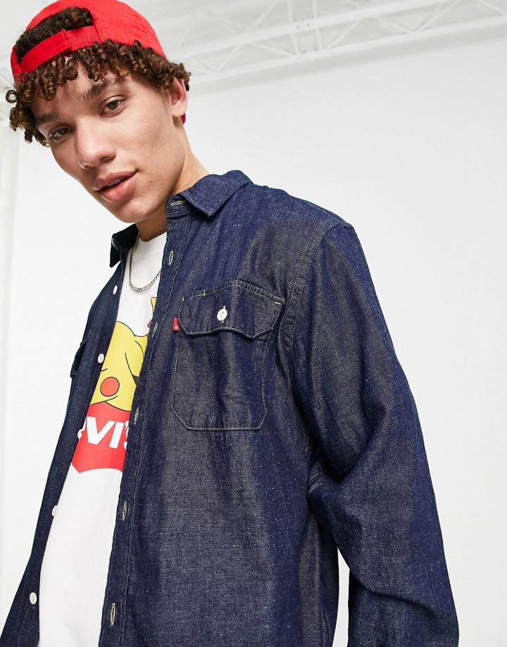 Levi's Jackson Lightweight Cotton Hemp Worker Shirt In Dark Indigo Rinse Wash-blues