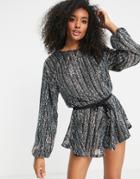 Asos Design Sequin Cowl Back Romper In Multi