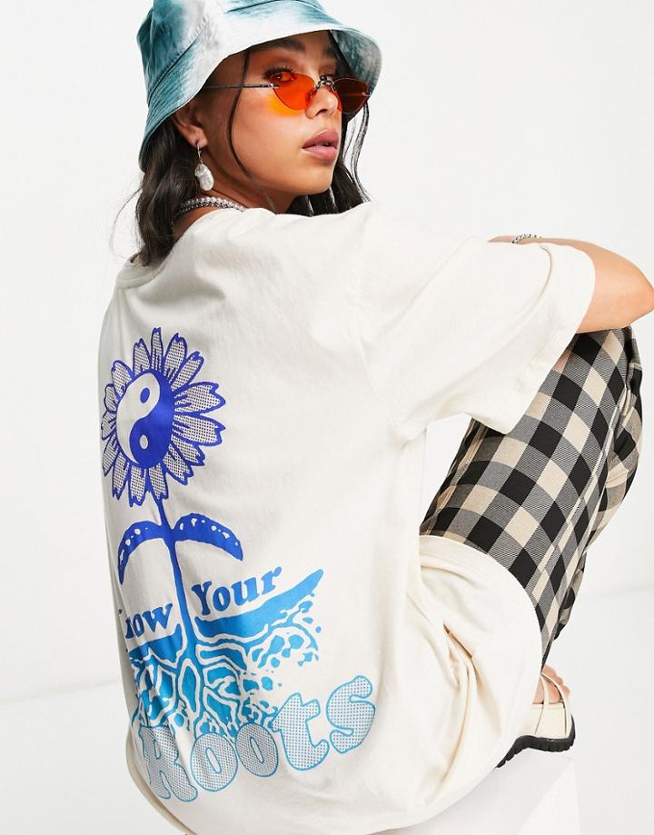 Topshop Know Your Roots T-shirt In Ecru-white