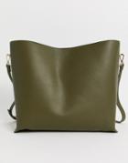 Truffle Collection Khaki Slouch Shoulder Bag-green